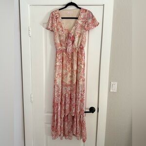 Pink Lily Blush Floral high low Maxi Dress